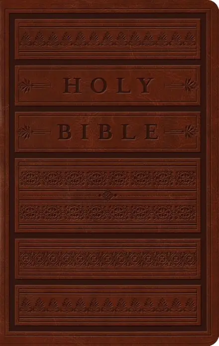 ESV Large Print Personal Size Bible TruTone Brown Engraved Mantel Design