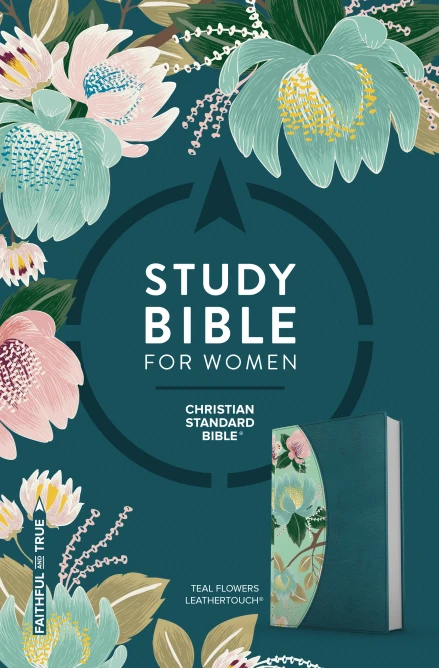 CSB Study Bible For Women, Teal Flowers LeatherTouch